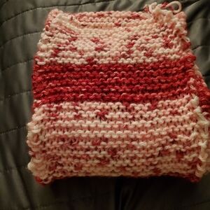 Handmade Pink and Red Knit Scarf